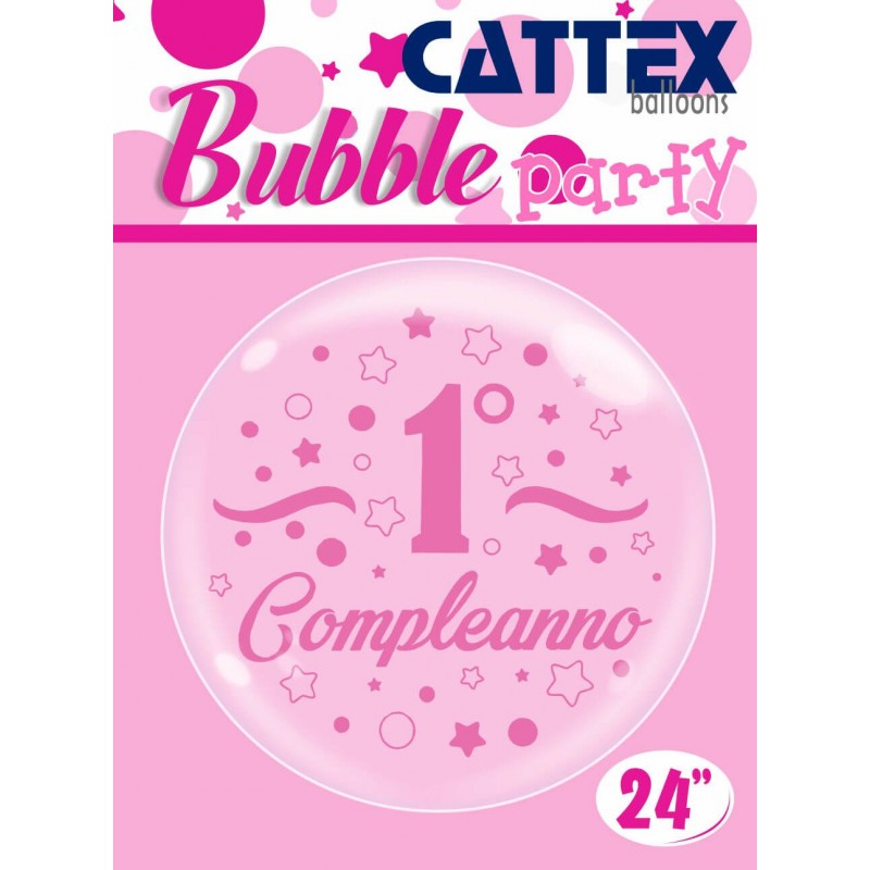 Clear 24 Inch Bubble Balloons First Birthday Girl by Cattex