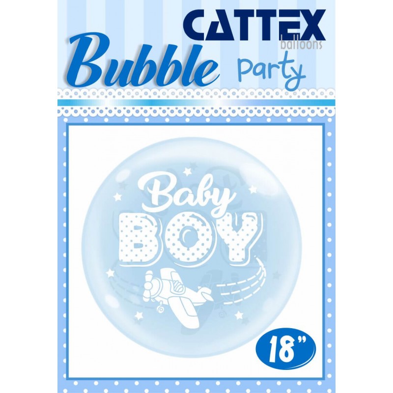 Sky Blue 18 Inch Bubble Balloons Baby Boy Plane