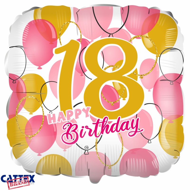 Cattex - Mylar Balloons 18th Birthday Pink and Gold (17”)