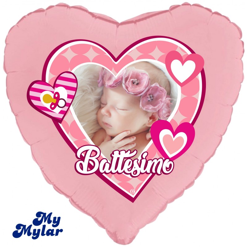 Cattex - Mylar Balloons Baptism Pink Hearts (18")
