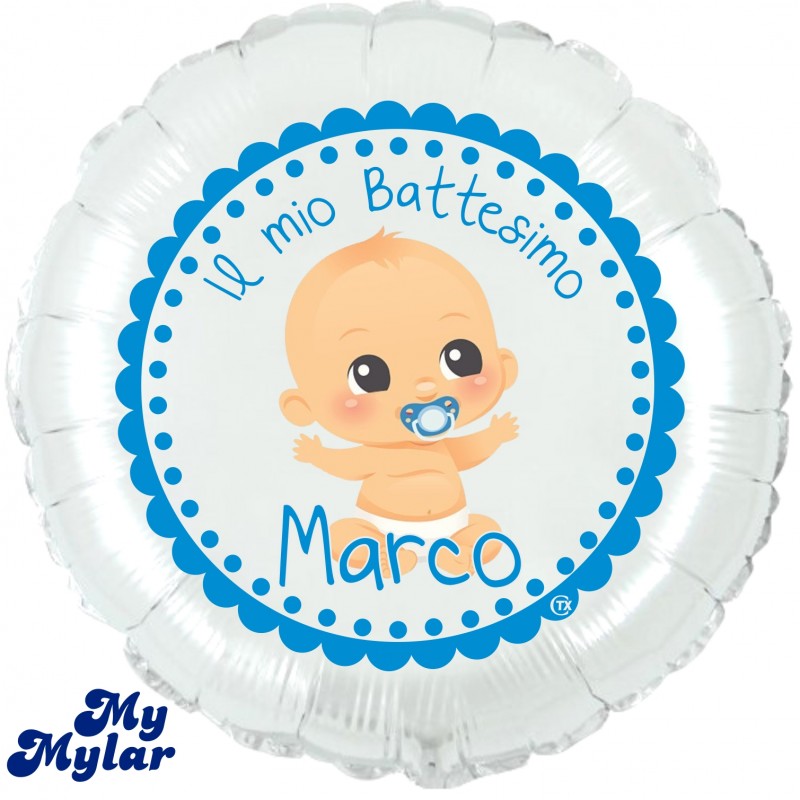Cattex - Mylar Balloons Baptism Baby Boy with Name (18")