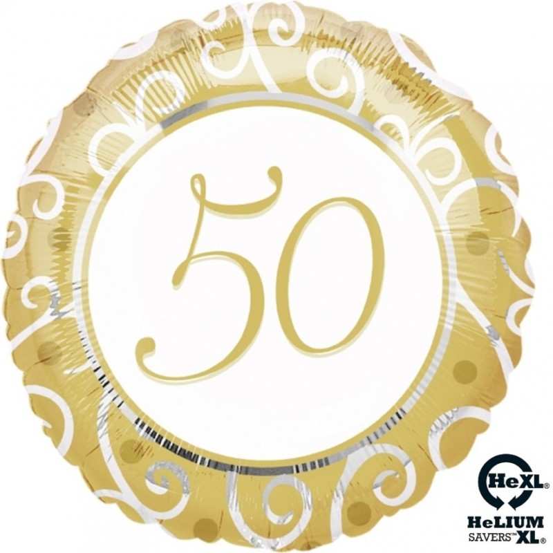 Cattex Golden Foil Balloons With Number 50 Print