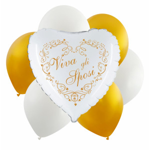 Kit Decorazione Matrimonio Just Married | 10 Palloncini Cuore + Festone Oggi Sposi + Nastro - Foto 9