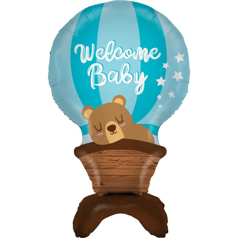 Cattex Blue Hot Air Balloon Shaped Welcome Baby Foil Balloons