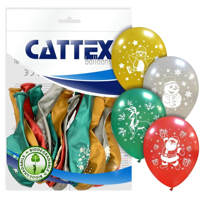 Cattex Palloncini Metallizzati 12 Pollici Natale Carino In Confezioni Da 20 Pezzi