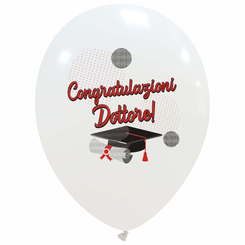 Cattex 12 Inch White Latex Balloons Congratulazioni Dottore