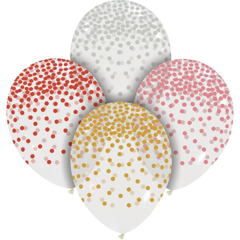 Cattex Clear Balloons With Metal Confetti Print