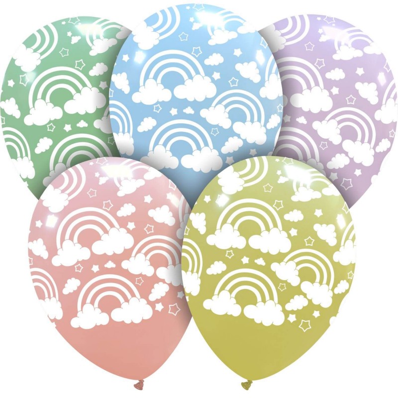 Cattex 12 Inch Matte Assorted Balloons With rainbows In 20 Piece Bags