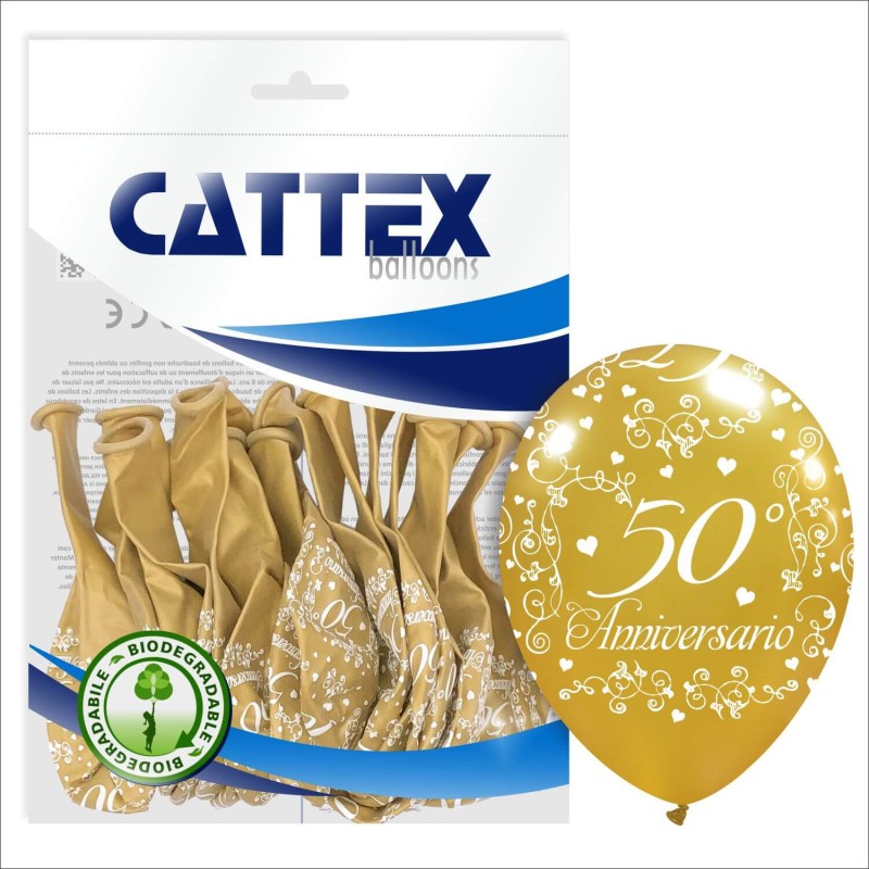 Cattex Palloncini 12 Pollici Dorati 50° Anniversario In Confezioni Da 20 Pezzi