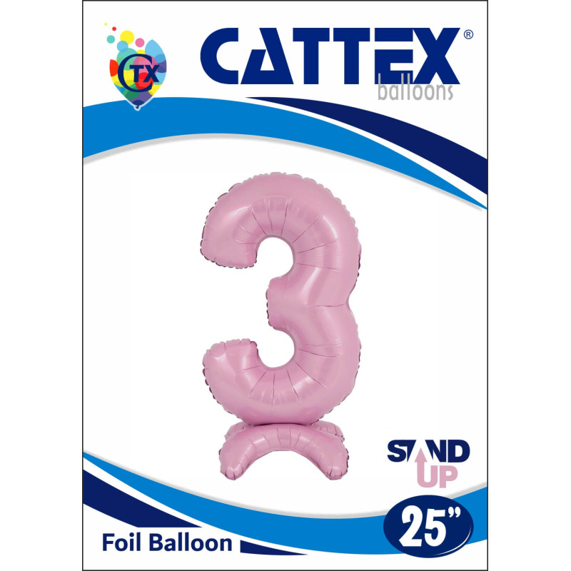Cattex Palloncini Mylar Numero 3 Con Base Di Sostegno