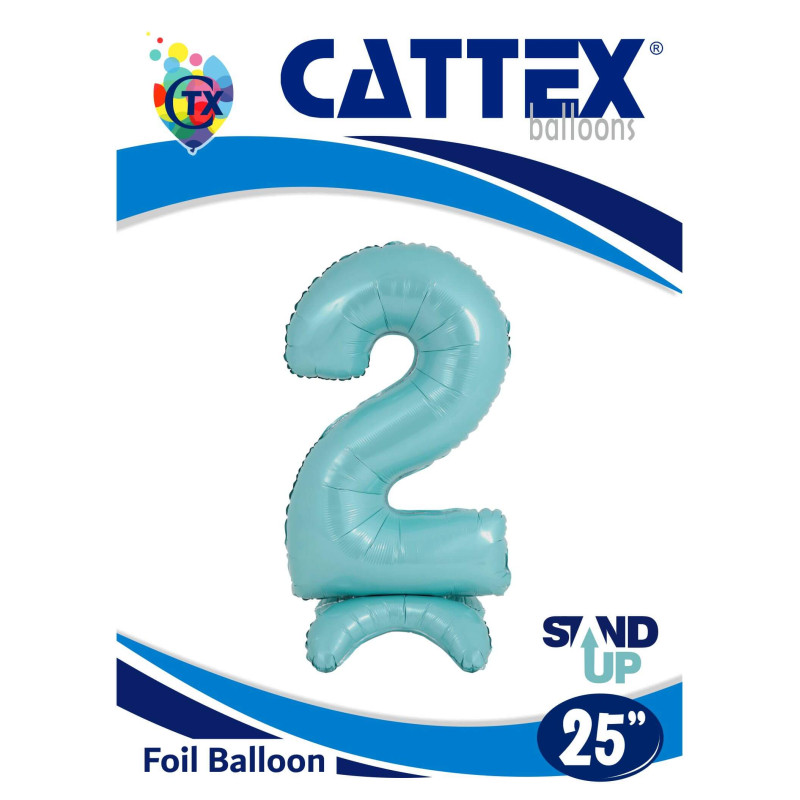 Cattex Palloncini Mylar Numero 2 Con Base Di Sostegno