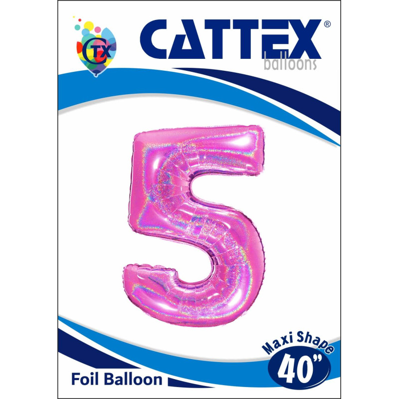 Cattex - Palloncini Mylar Numero 5 Colori Glitter