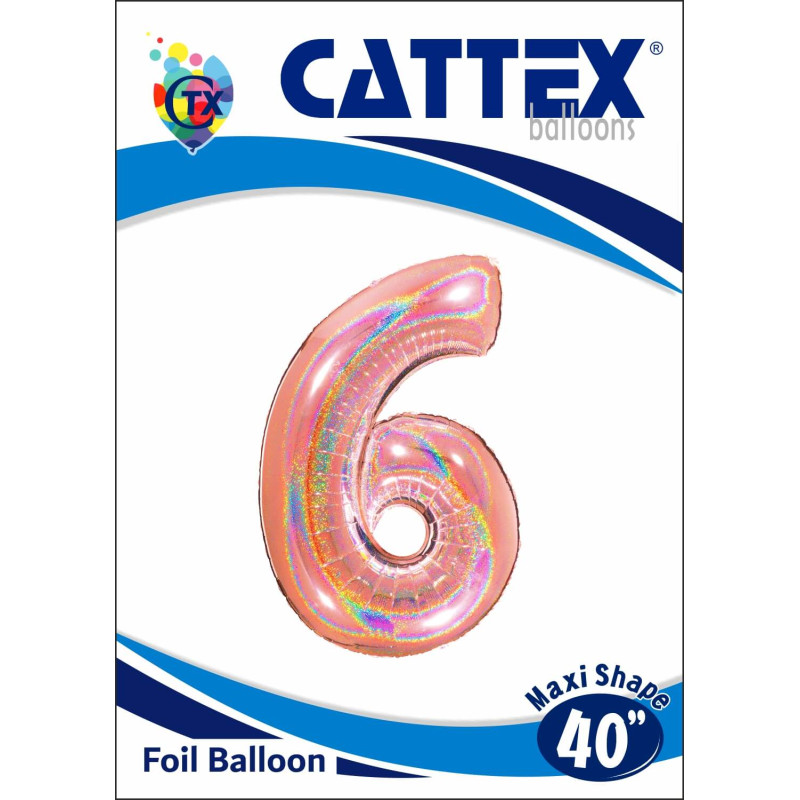 Cattex - Palloncini Mylar Numero 6 Colori Glitter