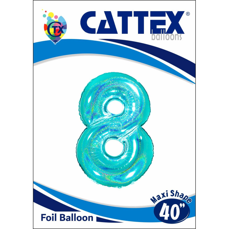 Cattex - Palloncini Mylar Numero 8 Colori Glitter