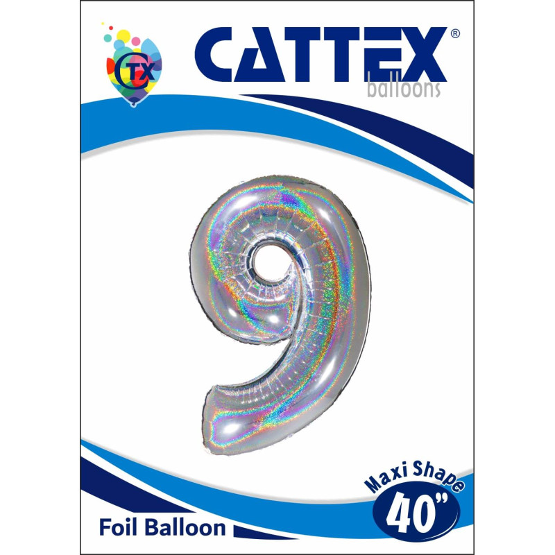 Cattex - Palloncini Mylar Numero 9 Colori Glitter