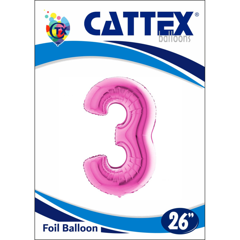Palloncini Mylar Numero 3 - 26 Pollici (Cattex)