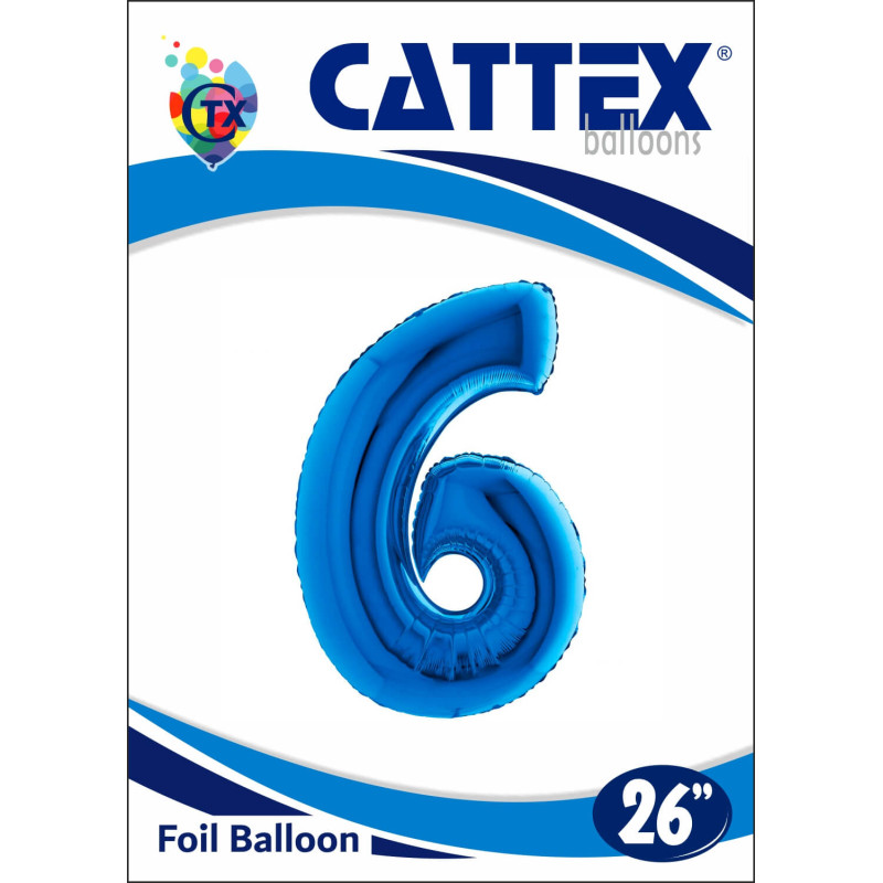 Number 6 Foil Balloons - 26 Inch (Cattex)