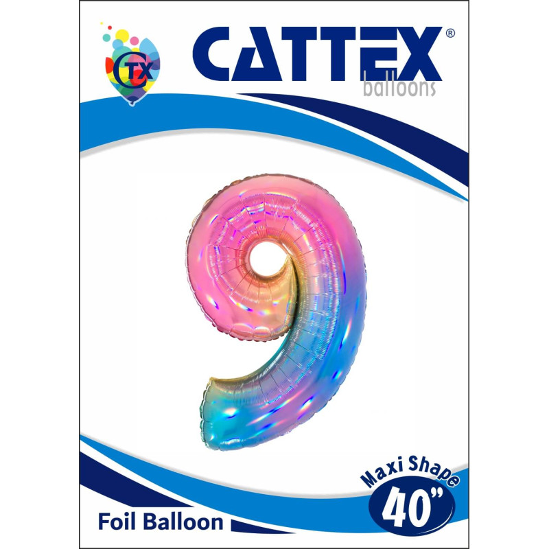 Cattex - Palloncini Mylar Numero 9 Rainbow