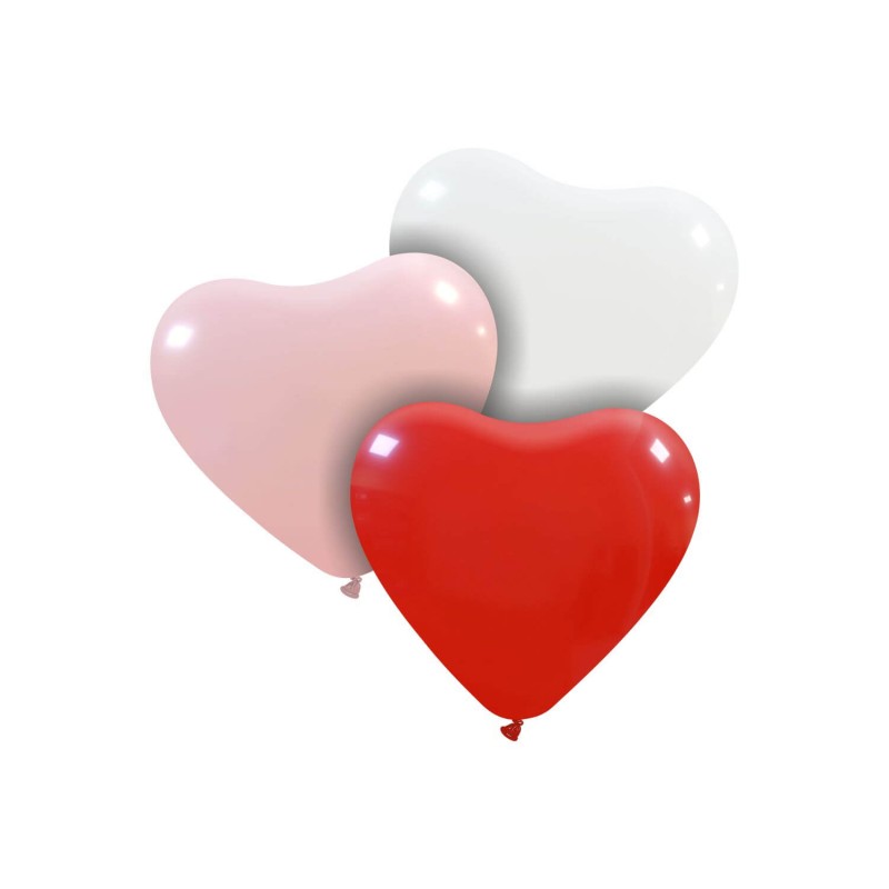 Cattex Heart Shaped 8 Inch Pastel Colored latex Balloons